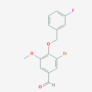 molecular formula C15H12BrFO3 B1606682 3-Bromo-4-[(3-fluorobenzyl)oxy]-5-methoxybenzaldehyde CAS No. 346459-51-6