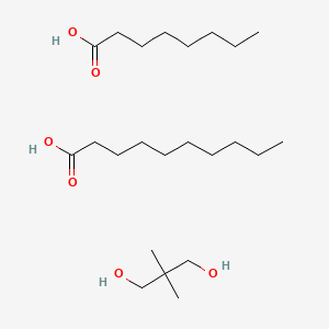 molecular formula C23H48O6 B1606753 Decanoic acid, mixed esters with neopentyl glycol and octanoic acid CAS No. 70693-32-2