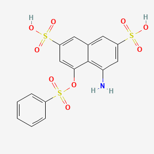 molecular formula C16H13NO9S3 B1606767 2,7-Naphthalenedisulfonic acid, 4-amino-5-[(phenylsulfonyl)oxy]- CAS No. 83-23-8