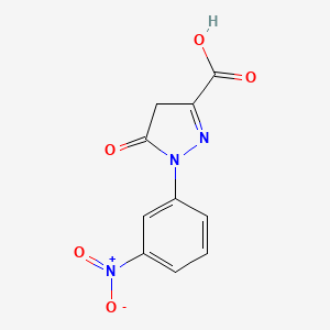 molecular formula C10H7N3O5 B1606768 1H-Pyrazole-3-carboxylic acid, 4,5-dihydro-1-(3-nitrophenyl)-5-oxo- CAS No. 89-27-0