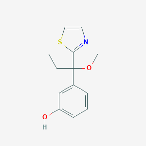 molecular formula C13H15NO2S B160690 3-[1-Methoxy-1-(1,3-thiazol-2-yl)propyl]phenol CAS No. 129424-07-3