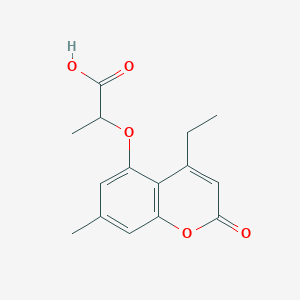 molecular formula C15H16O5 B1607078 2-[(4-ethyl-7-methyl-2-oxo-2H-chromen-5-yl)oxy]propanoic acid CAS No. 843621-27-2