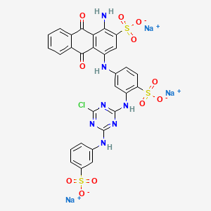 molecular formula C29H17ClN7Na3O11S3 B1607113 Trisodium 1-amino-4-[3-[[4-chloro-6-(3-sulphonatoanilino)-1,3,5-triazin-2-yl]amino]-4-sulphonatoanilino]-9,10-dihydro-9,10-dioxoanthracene-2-sulphonate CAS No. 23422-12-0