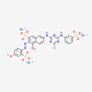 molecular formula C26H17ClN7Na3O11S3 B1607225 trisodium;7-[[4-chloro-6-(3-sulfonatoanilino)-1,3,5-triazin-2-yl]amino]-4-hydroxy-3-[(4-methoxy-2-sulfonatophenyl)diazenyl]naphthalene-2-sulfonate CAS No. 64181-81-3
