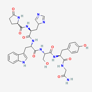 (2S)-N-[(2S)-1-[[(2S)-1-[[(2S)-1-[[(2S)-1-[(2-amino-2-oxoethyl)amino]-3-(4-hydroxyphenyl)-1-oxopropan-2-yl]amino]-3-hydroxy-1-oxopropan-2-yl]amino]-3-(1H-indol-3-yl)-1-oxopropan-2-yl]amino]-3-(4H-imidazol-4-yl)-1-oxopropan-2-yl]-5-oxopyrrolidine-2-carboxamide