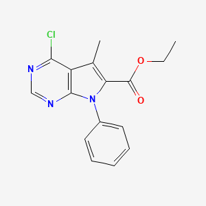molecular formula C16H14ClN3O2 B1607508 Ethyl 4-chloro-5-methyl-7-phenyl-7H-pyrrolo[2,3-d]pyrimidine-6-carboxylate CAS No. 245728-43-2