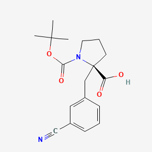 molecular formula C18H22N2O4 B1607617 (R)-1-(tert-Butoxycarbonyl)-2-(3-cyanobenzyl)pyrrolidine-2-carboxylic acid CAS No. 959578-30-4