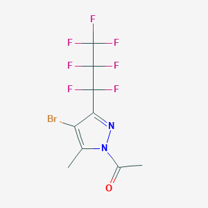 molecular formula C9H6BrF7N2O B1607863 1-[4-Bromo-3-(1,1,2,2,3,3,3-heptafluoropropyl)-5-methylpyrazol-1-yl]ethanone CAS No. 808764-22-9