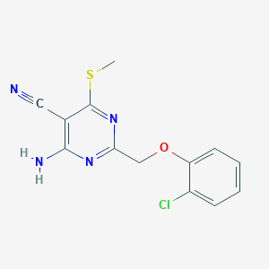 molecular formula C13H11ClN4OS B1607867 4-Amino-2-[(2-chlorophenoxy)methyl]-6-(methylthio)pyrimidine-5-carbonitrile CAS No. 266309-89-1