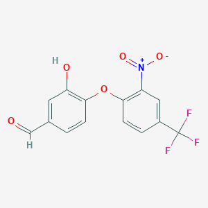 molecular formula C14H8F3NO5 B1607879 3-Hydroxy-4-(2-nitro-4-trifluoromethylphenoxy)benzaldehyde CAS No. 680185-90-4