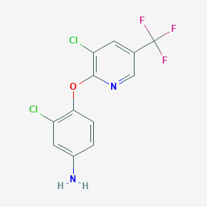 molecular formula C12H7Cl2F3N2O B1607934 3-Chloro-4-{[3-chloro-5-(trifluoromethyl)-2-pyridinyl]oxy}aniline CAS No. 76471-06-2