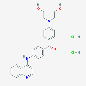 molecular formula C26H27Cl2N3O3 B160802 (4-(Bis(2-hydroxyethyl)amino)phenyl)(4-(4-quinolinylamino)phenyl)methanone dihydrochloride CAS No. 133041-52-8