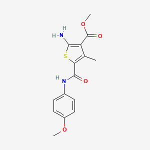 molecular formula C15H16N2O4S B1608072 Methyl 2-amino-5-[(4-methoxyphenyl)carbamoyl]-4-methylthiophene-3-carboxylate CAS No. 350996-96-2