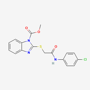 molecular formula C17H14ClN3O3S B1608089 Methyl 2-[(4-chlorophenylcarbamoyl)methylthio]-1H-benzo[D]imidazole-1-carboxylate CAS No. 723247-50-5