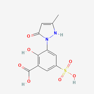 molecular formula C11H10N2O7S B1608190 2-hydroxy-3-(5-methyl-3-oxo-1H-pyrazol-2-yl)-5-sulfobenzoic acid CAS No. 6201-74-7