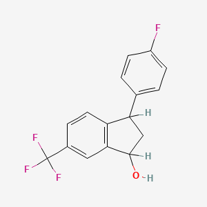 molecular formula C16H12F4O B1608357 3-(4-Fluorophenyl)-6-(trifluoromethyl)indan-1-ol CAS No. 85118-30-5