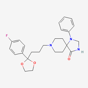 molecular formula C25H30FN3O3 B1608600 1,3,8-Triazaspiro(4.5)decan-4-one, 8-(3-(2-(p-fluorophenyl)-1,3-dioxolan-2-yl)propyl)-1-phenyl- CAS No. 54080-21-6