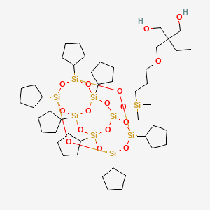 molecular formula C46H88O16Si9 B1608636 2-Ethyl-2-[3-[(3,5,7,9,11,13,15-heptacyclopentyl-2,4,6,8,10,12,14,16,17,18,19,20-dodecaoxa-1,3,5,7,9,11,13,15-octasilapentacyclo[9.5.1.13,9.15,15.17,13]icosan-1-yl)oxy-dimethylsilyl]propoxymethyl]propane-1,3-diol CAS No. 268747-51-9