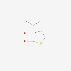 molecular formula C8H14O2S B160910 6,7-Dioxa-2-thiabicyclo[3.2.0]heptane,1-methyl-5-(1-methylethyl)-(9CI) CAS No. 133966-44-6