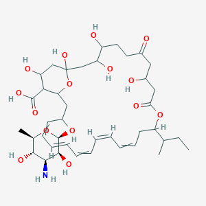 molecular formula C40H61NO15 B160914 (17Z,21Z)-25-[(2R,3S,4S,5S,6R)-4-amino-3,5-dihydroxy-6-methyloxan-2-yl]oxy-13-butan-2-yl-1,3,4,9,29-pentahydroxy-7,11-dioxo-12,31-dioxabicyclo[25.3.1]hentriaconta-15,17,19,21,23-pentaene-28-carboxylic acid CAS No. 128808-62-8