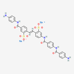 molecular formula C35H27N5Na2O9S2 B1609361 Disodium 5-(4-aminobenzamido)-2-(2-(4-(4-(4-aminobenzamido)benzamido)-2-sulphonatophenyl)vinyl)benzenesulphonate CAS No. 6409-90-1