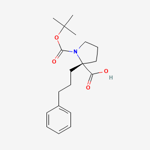 molecular formula C19H27NO4 B1609591 (R)-1-(tert-Butoxycarbonyl)-2-(3-phenylpropyl)pyrrolidine-2-carboxylic acid CAS No. 1217837-34-7
