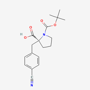 molecular formula C18H22N2O4 B1609611 (S)-1-(tert-Butoxycarbonyl)-2-(4-cyanobenzyl)pyrrolidine-2-carboxylic acid CAS No. 1217698-68-4