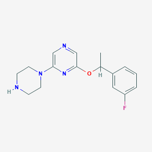 molecular formula C16H19FN4O B1609703 2-[1-(3-Fluorophenyl)ethoxy]-6-(1-piperazinyl)pyrazine CAS No. 426829-20-1