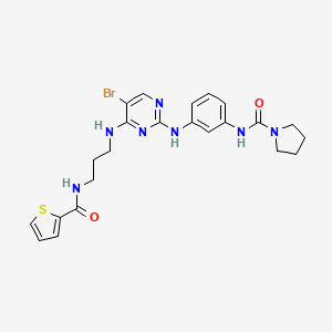 N-(3-(5-bromo-4-(3-(thiophene-2-carboxamido)propylamino)pyrimidin-2-ylamino)phenyl)pyrrolidine-1-carboxamide