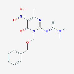 molecular formula C16H19N5O4 B1609760 N,N-dimethyl-N'-[4-methyl-5-nitro-6-oxo-1-(phenylmethoxymethyl)pyrimidin-2-yl]methanimidamide CAS No. 518316-52-4