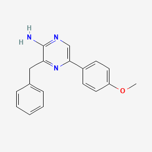 molecular formula C18H17N3O B1610000 2-Amino-3-benzyl-5-(4-methoxyphenyl)pyrazine CAS No. 40040-81-1