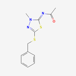 N-[3-Methyl-5-[(phenylmethyl)thio]-1,3,4-thiadiazol-2(3H)-ylidene]acetamide