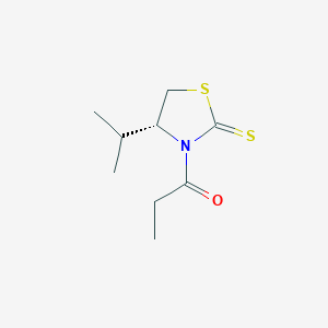 molecular formula C9H15NOS2 B1610066 2-Thiazolidinethione, 4-(1-methylethyl)-3-(1-oxopropyl)-, (4R)- CAS No. 487029-68-5