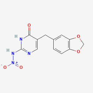 molecular formula C12H10N4O5 B1610543 5-(1,3-Benzodioxol-5-ylmethyl)-2-(nitroamino)-1H-pyrimidin-4-one CAS No. 72716-71-3