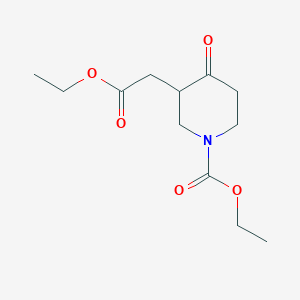 molecular formula C12H19NO5 B1610773 Ethyl 1-(ethoxycarbonyl)-4-oxo-3-piperidineacetate CAS No. 39716-33-1