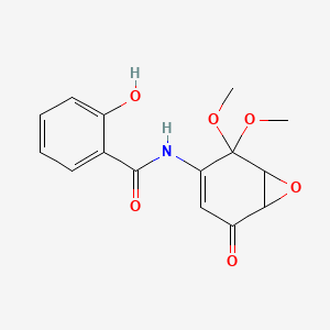 molecular formula C15H15NO6 B1611199 N-(2,2-dimethoxy-5-oxo-7-oxabicyclo[4.1.0]hept-3-en-3-yl)-2-hydroxybenzamide CAS No. 287194-32-5