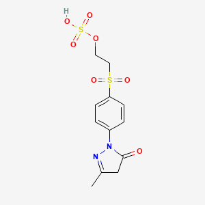 molecular formula C12H14N2O7S2 B1611408 3H-Pyrazol-3-one,2,4-dihydro-5-methyl-2-[4-[[2-(sulfooxy)ethyl]sulfonyl]phenyl]- CAS No. 70616-72-7