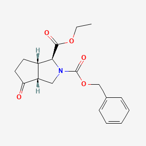 molecular formula C18H21NO5 B1611501 (1R,3aS,6aR)-rel-2-Benzyl 1-ethyl 4-oxohexahydrocyclopenta[c]pyrrole-1,2(1H)-dicarboxylate CAS No. 402958-21-8