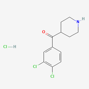 molecular formula C12H14Cl3NO B1611627 (3,4-Dichlorophenyl)(piperidin-4-yl)methanone hydrochloride CAS No. 64638-17-1