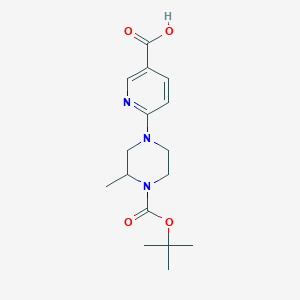 molecular formula C16H23N3O4 B1611722 6-{4-[(tert-Butoxy)carbonyl]-3-methylpiperazin-1-yl}pyridine-3-carboxylic acid CAS No. 904817-70-5