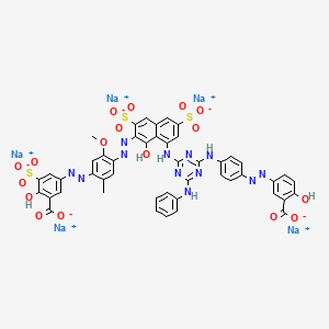 molecular formula C47H31N12Na5O17S3 B1611780 Pentasodium;5-[[4-[[8-[[4-anilino-6-[4-[(3-carboxylato-4-hydroxyphenyl)diazenyl]anilino]-1,3,5-triazin-2-yl]amino]-1-hydroxy-3,6-disulfonatonaphthalen-2-yl]diazenyl]-5-methoxy-2-methylphenyl]diazenyl]-2-hydroxy-3-sulfonatobenzoate CAS No. 7219-11-6