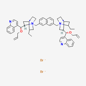 4-[(R)-[(2S)-5-Ethyl-1-[[7-[[(5R)-2-ethyl-5-[(S)-prop-2-enoxy(quinolin-4-yl)methyl]-1-azoniabicyclo[2.2.2]octan-1-yl]methyl]naphthalen-2-yl]methyl]-1-azoniabicyclo[2.2.2]octan-2-yl]-prop-2-enoxymethyl]quinoline;dibromide