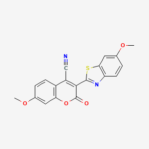 molecular formula C19H12N2O4S B1611936 7-Methoxy-3-(6-methoxybenzothiazol-2-yl)-2-oxo-2H-1-benzopyran-4-carbonitrile CAS No. 90146-03-5