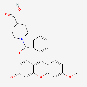 molecular formula C27H23NO6 B1611937 1-(2-(6-Methoxy-3-oxo-3H-xanthen-9-yl)benzoyl)piperidine-4-carboxylic acid CAS No. 442151-56-6