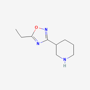 molecular formula C9H15N3O B1612118 3-(5-Ethyl-1,2,4-oxadiazol-3-YL)piperidine CAS No. 773034-44-9
