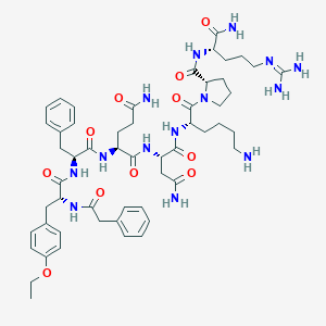 (2S)-N-[(2S)-4-Amino-1-[[(2S)-6-amino-1-[(2S)-2-[[(2S)-1-amino-5-(diaminomethylideneamino)-1-oxopentan-2-yl]carbamoyl]pyrrolidin-1-yl]-1-oxohexan-2-yl]amino]-1,4-dioxobutan-2-yl]-2-[[(2S)-2-[[(2R)-3-(4-ethoxyphenyl)-2-[(2-phenylacetyl)amino]propanoyl]amino]-3-phenylpropanoyl]amino]pentanediamide
