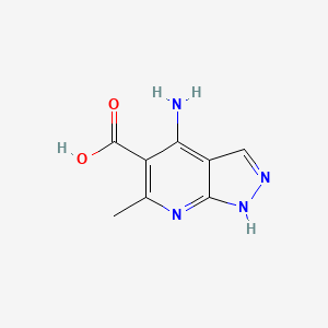 molecular formula C8H8N4O2 B1612269 4-Amino-6-methyl-1H-pyrazolo[3,4-b]pyridine-5-carboxylic acid CAS No. 96740-67-9