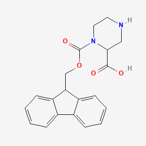 molecular formula C20H19N2O4- B1612288 1-(((9H-Fluoren-9-yl)methoxy)carbonyl)piperazine-2-carboxylic acid CAS No. 918435-70-8