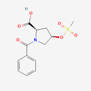 molecular formula C13H15NO6S B1612345 (2R,4R)-1-benzoyl-4-methylsulfonyloxypyrrolidine-2-carboxylic acid CAS No. 129155-63-1