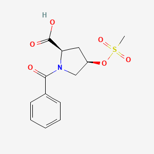 B1612345 (2S,4S)-1-Benzoyl-4-((methylsulfonyl)oxy)pyrrolidine-2-carboxylic acid CAS No. 129155-63-1